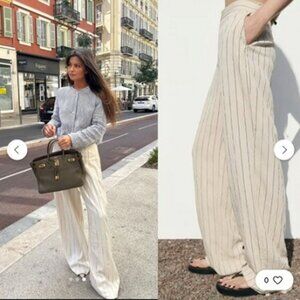 Zara PINSTRIPE STRAIGHT LEG PANTS Size S